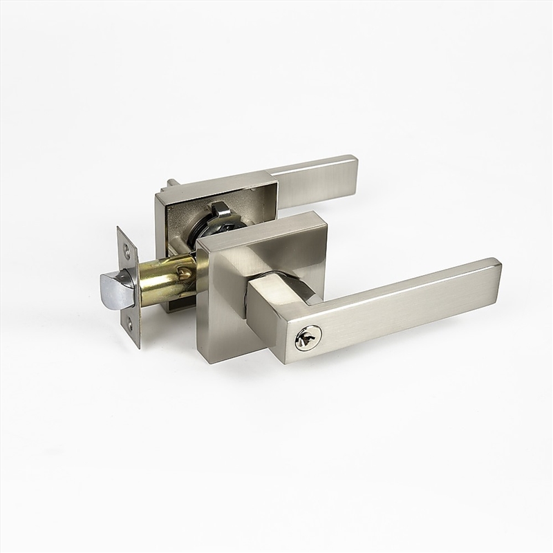 Door Handle Set Lever Key Lock Function Square Satin Nickel/Product Detail/Homewares