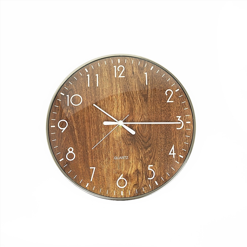 14-inch Round Wall Clock Silent Non-Ticking Quartz Battery Operated Wood Grain/Product Detail/Clocks