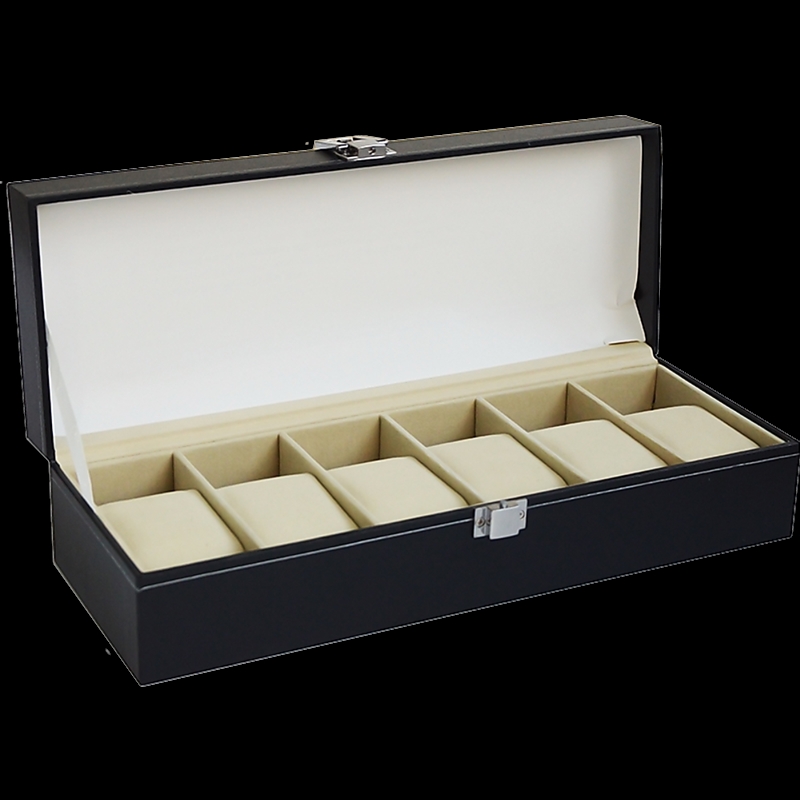 Buy 6 Slot Mens Watch Display Case Box Black PU Leather Online Sanity