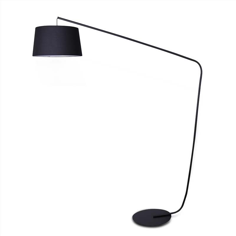 Sarantino Metal Arc Floor Lamp in Black Finish with Linen Taper Shade/Product Detail/Lighting