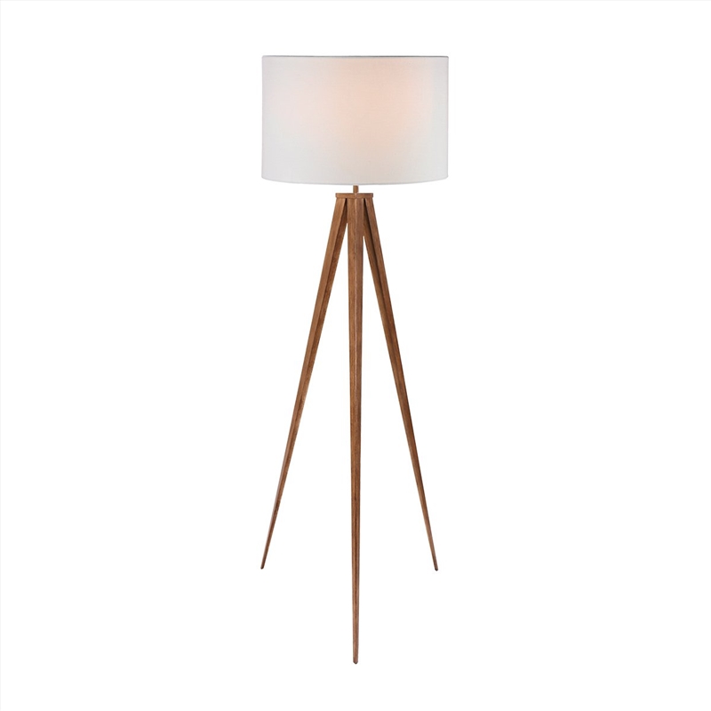 Sarantino Metal Tripod Floor Spot Lamp Shade Drum in Wooden Finish/Product Detail/Lighting