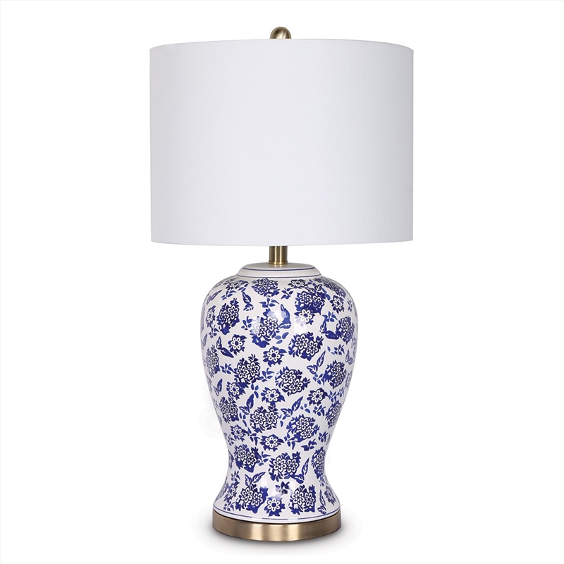 Sarantino Table Lamp Ceramic Floral Base Cotton Drum Shade/Product Detail/Lighting