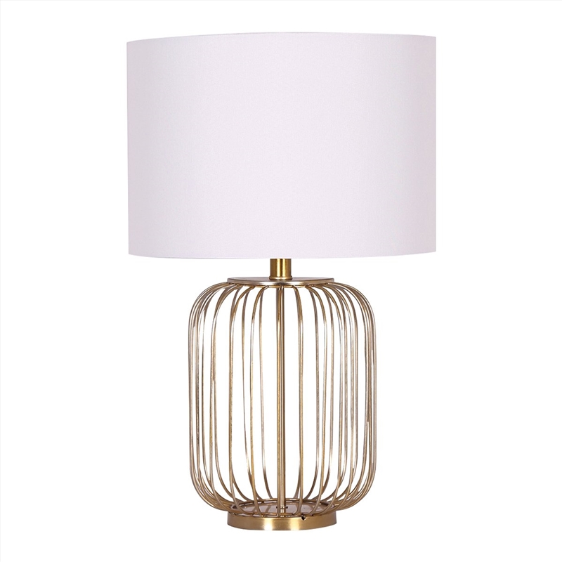 Sarantino Rose Gold Table Lamp with Linen Drum Shade/Product Detail/Lighting
