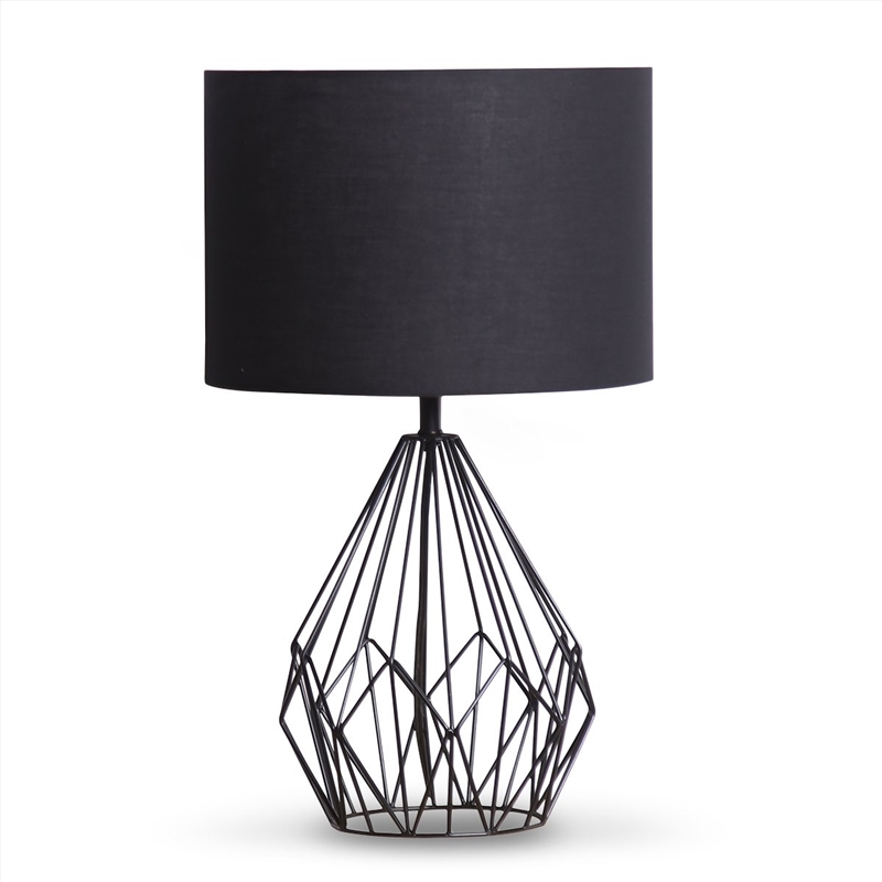 Sarantino Metal Wire Table Lamp in Black Finish With Black Drum Shade/Product Detail/Lighting