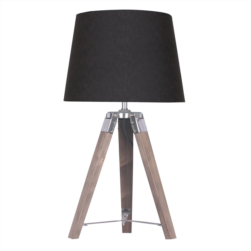 Sarantino Wooden Tripod Table Lamp With Black Taper Fabric Shade/Product Detail/Lighting