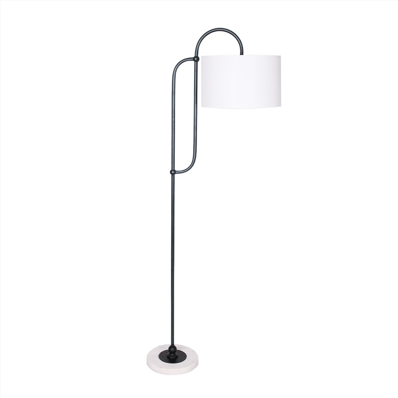 Sarantino Metal Floor Lamp with Marble Base & Off-White Shade/Product Detail/Lighting