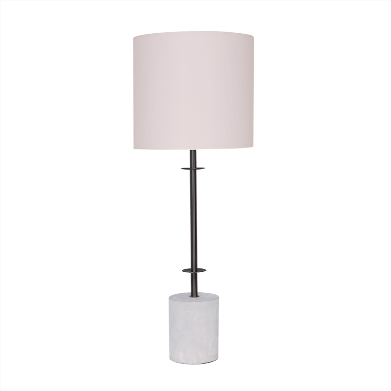 Sarantino Concrete & Metal Table Lamp with Off-White Linen Shade/Product Detail/Lighting