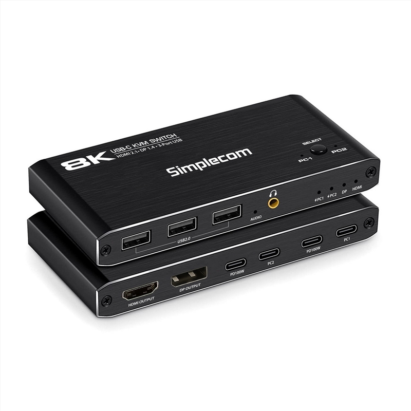 Simplecom KM470 2-Port USB-C KVM Switch 8K Docking Station HDMI 2.1 DP for Laptop Tablet/Product Detail/Electronics