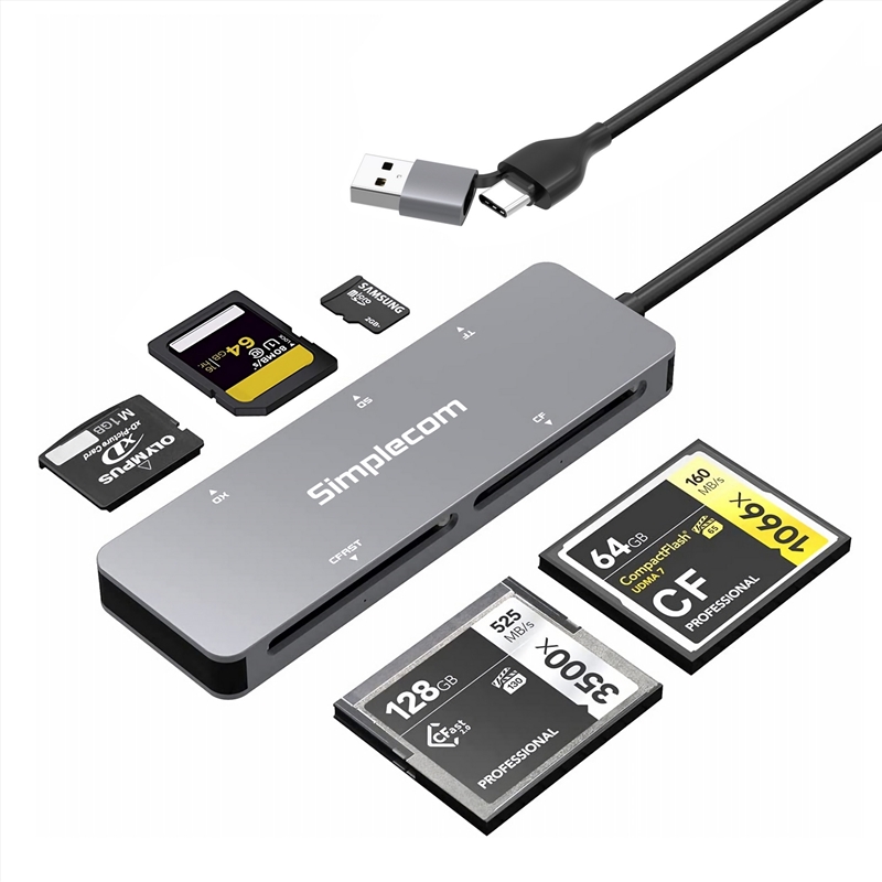 Simplecom CR407 5-Slot SuperSpeed USB 3.0 and USB-C to CFast/CF/XD/SD/MicroSD Card Reader/Product Detail/Electronics