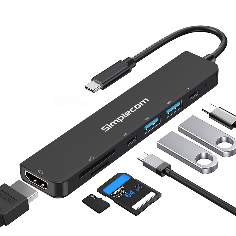 Simplecom CH547 USB-C 7-in-1 Multiport Adapter USB Hub HDMI Card Reader PD/Product Detail/Electronics