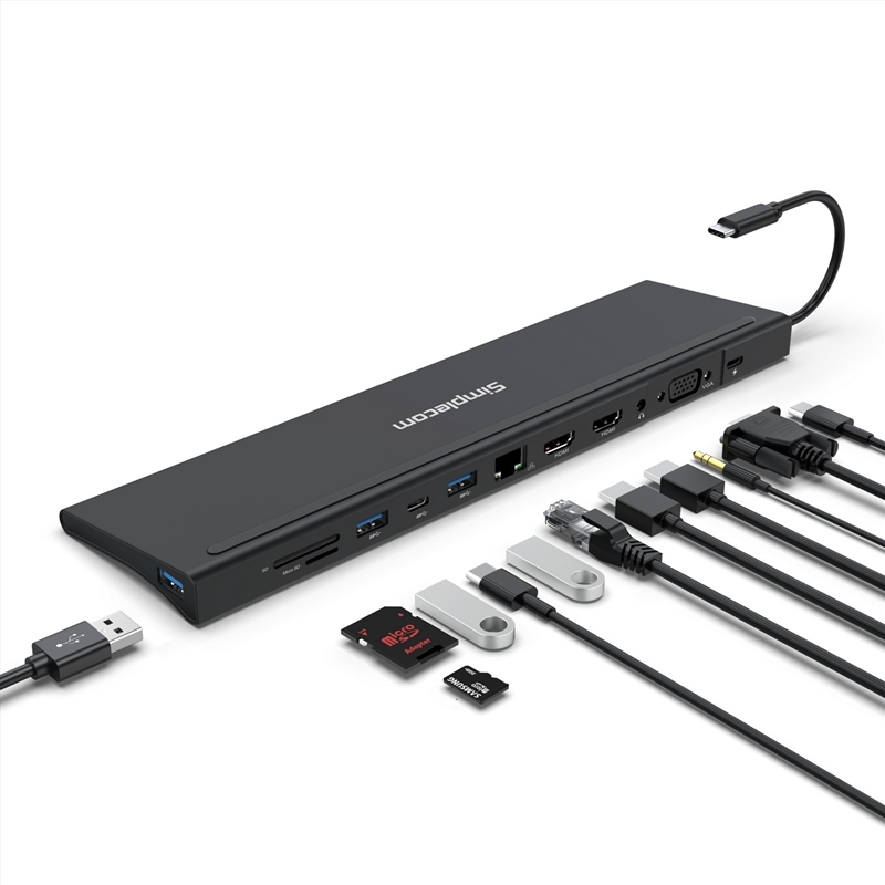 Simplecom CHN622 USB-C 12-in-1 Multiport Docking Station Laptop Stand Dual HDMI + VGA Triple Display/Product Detail/Electronics