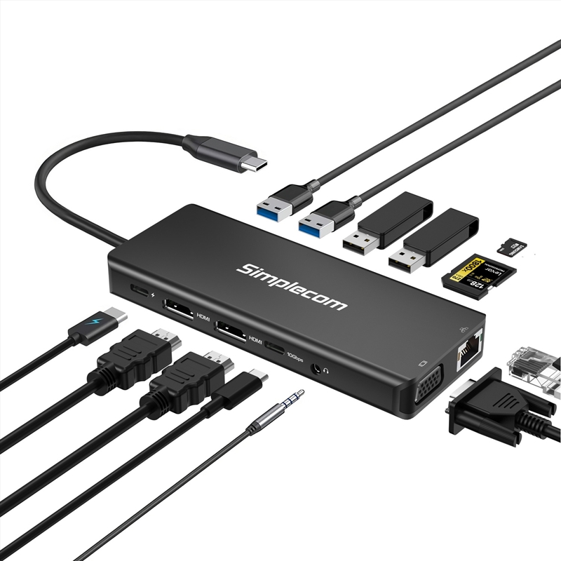 Simplecom CHN613 USB-C 13-in-1 Multiport Docking Station Dual HDMI + VGA Triple Display USB 3.2 Gen/Product Detail/Electronics
