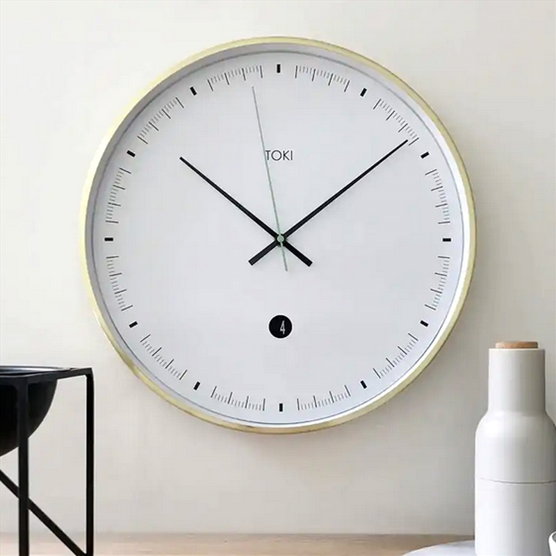 Toki Metta Brushed Gold Silent Sweep Second Wall Clock Date 40cm/Product Detail/Clocks
