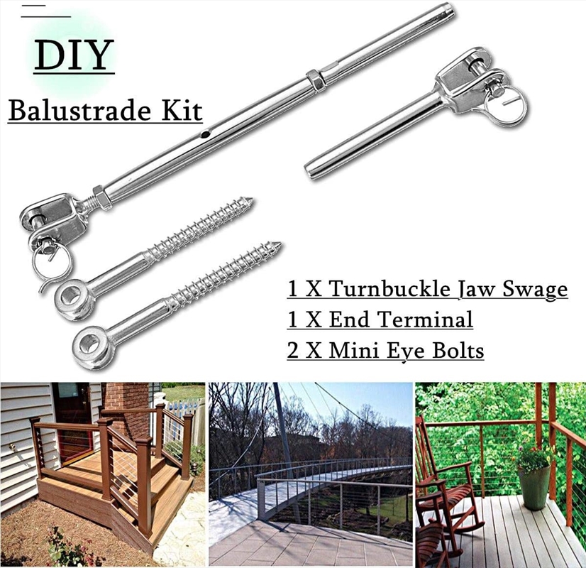 Wire Rope DIY Balustrade Kit Jaw/Swage Fork Terminal Eye Bolts Turnbuckle/Product Detail/Homewares