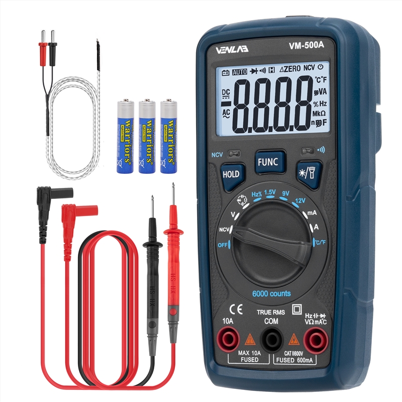 VENLAB Digital Multimeter VM500A TRMS 6000 Counts Volt Ohm Amp Continuity Meter/Product Detail/Outdoor