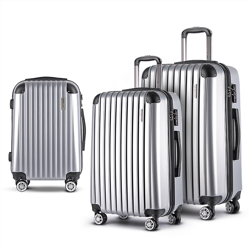 Wanderlite 3pc Luggage Sets Trolley Travel Suitcases TSA Hard Case Silver 
/Product Detail/Bags