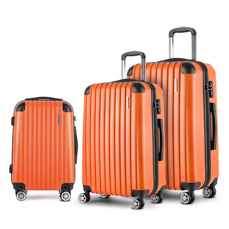 Wanderlite 3pc Luggage Sets Trolley Travel Suitcases TSA Hard Case Orange/Product Detail/Bags