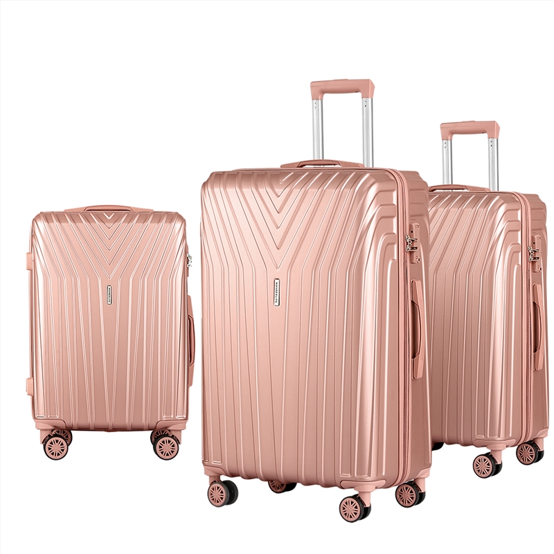 Wanderlite 3pc Luggage 20'' 24'' 28'' Trolley Suitcase Sets Travel TSA Hard Case Lightweight Pink/Product Detail/Bags