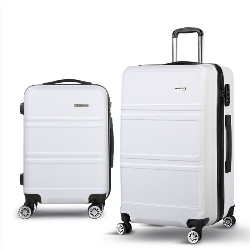Wanderlite 2pc Luggage Trolley Set Suitcase Travel TSA Hard Case White/Product Detail/Bags