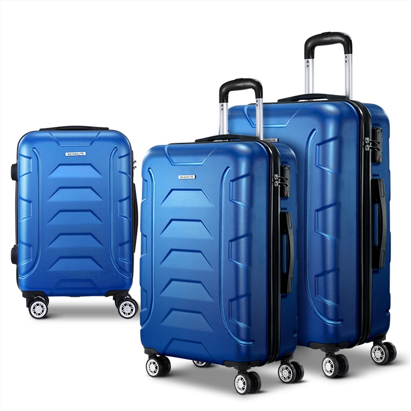 Wanderlite 3pc Luggage Travel Sets Suitcase Trolley TSA Lock Blue/Product Detail/Bags