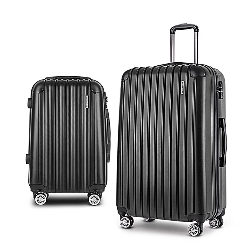 Wanderlite 2pcs Luggage Trolley Set Travel Suitcase Hard Case Carry On Bag Black/Product Detail/Bags