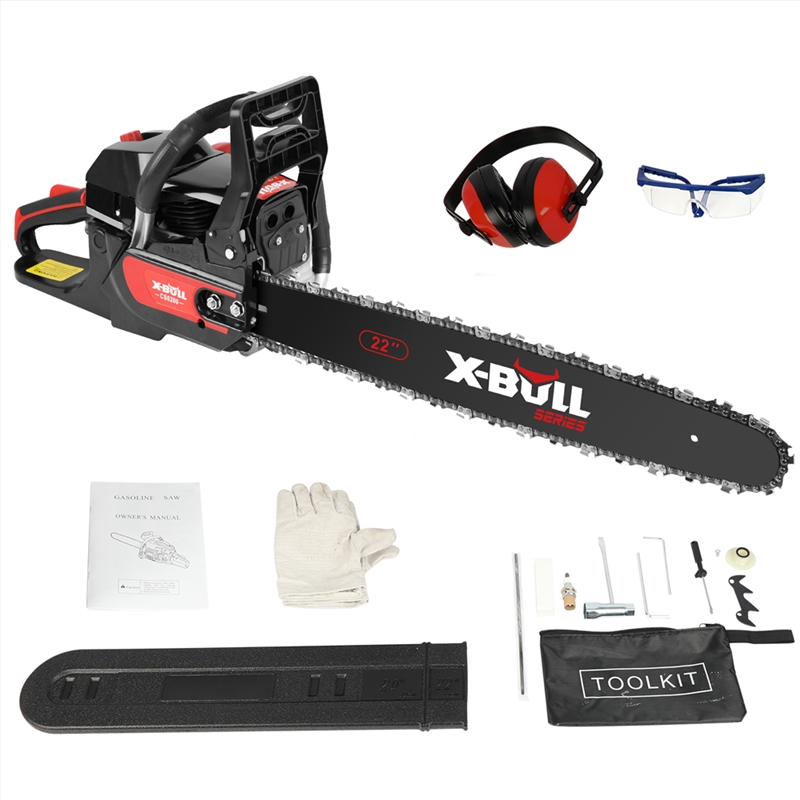 X-BULL 62cc Chainsaw Petrol Commercial 22" Bar E-Start Tree Pruning Top Handle/Product Detail/Outdoor