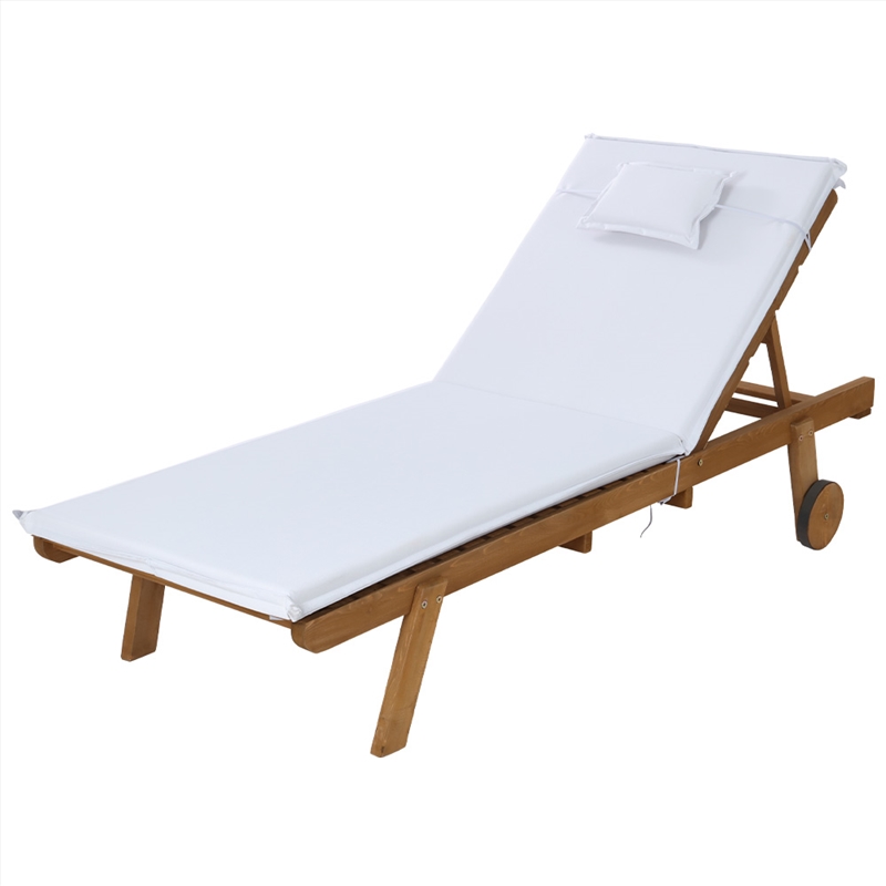 Gardeon Sun Lounge Wooden Lounger Outdoor Furniture Day Bed Wheel Patio White/Product Detail/Outdoor