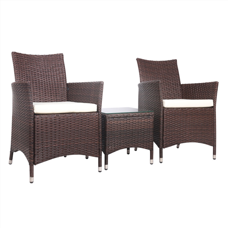 Gardeon 3 Piece Wicker Outdoor Furniture Set - Brown/Product Detail/Outdoor