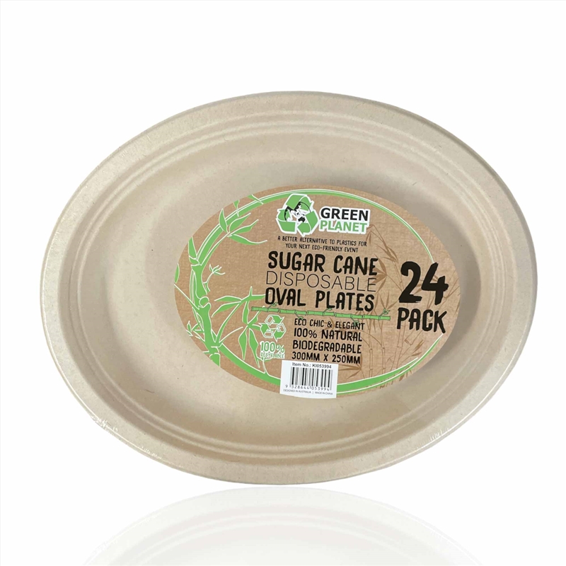 24 Pck Eco Friendly Disposable Party Plates 30cm Oval Biodegradable Sugar Cane/Product Detail/Homewares