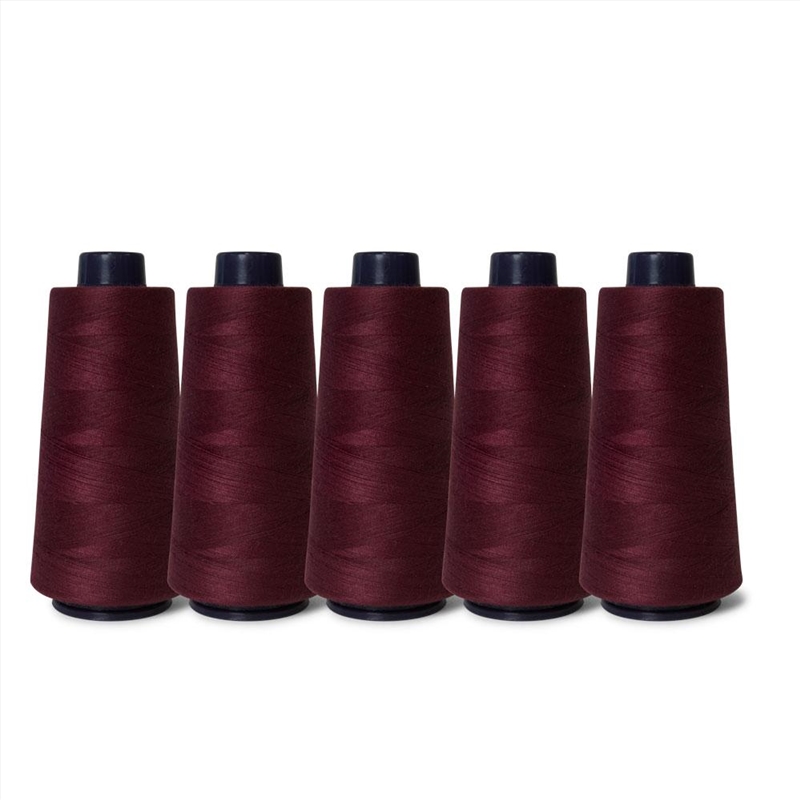 5x Wine Red Sewing Overlocker Thread - 2000m Hemline Polyester Overlocking Spool/Product Detail/Arts & Craft