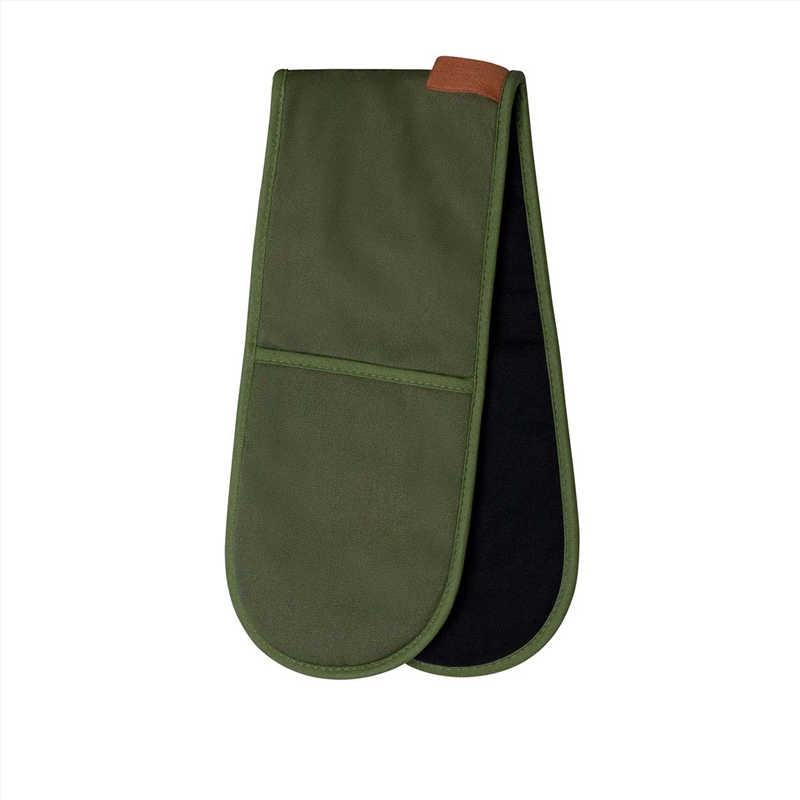 J Elliot Home Selby Cotton Double Oven Mitt Glove 17 x 82 cm Olive & Black/Product Detail/Homewares