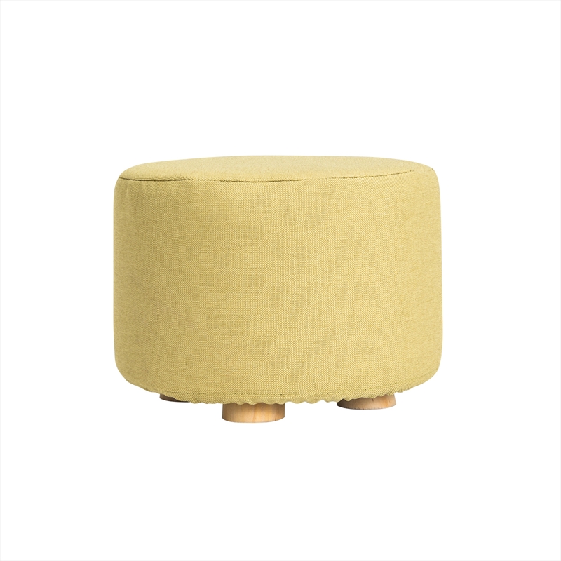 La Bella Mustard Yellow Fabric Ottoman Round Wooden Leg Foot Stool/Product Detail/Homewares