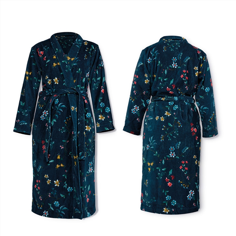 PIP Studio Les Fleurs Cotton Bath Robe Dark Blue XXL/Product Detail/Apparel