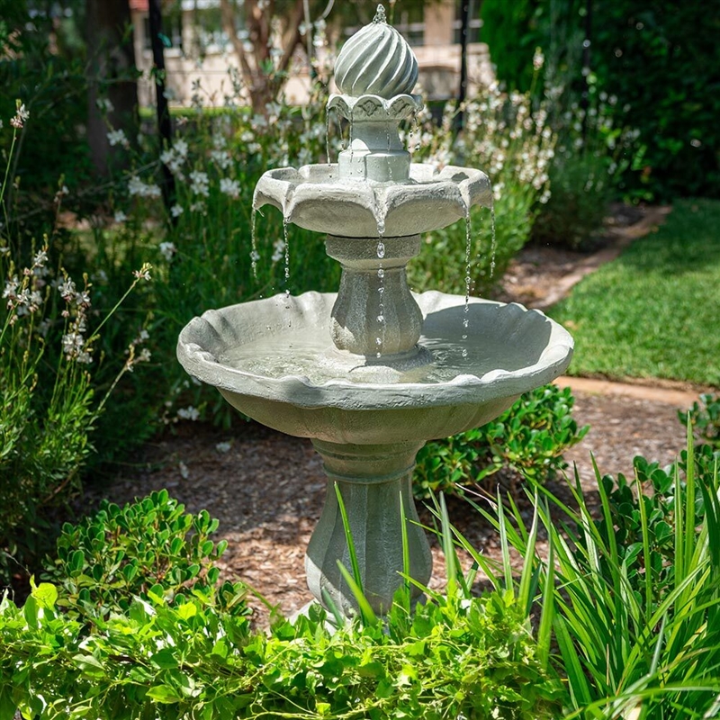 PROTEGE 3 Tier Solar Powered Water Feature Fountain Bird Bath - Light Grey/Product Detail/Outdoor
