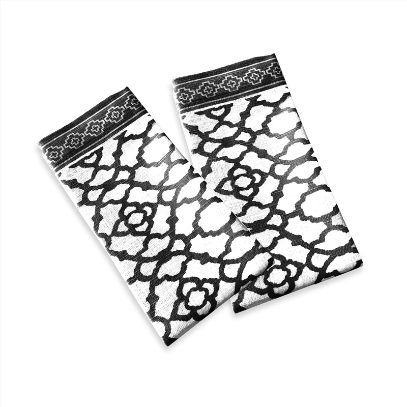 Rans Set of 2 Cotton Vintage Napkins - Black/Product Detail/Homewares