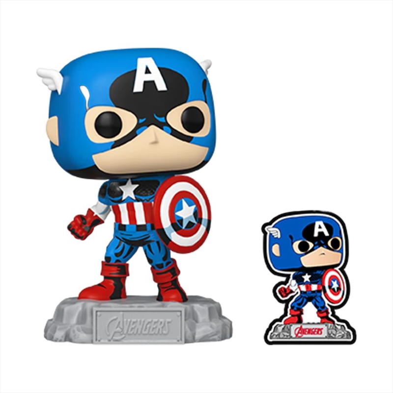 Marvel Comics - Captain America 60th Anniversary (with Pin) US Exclusive Pop! Vinyl [RS]/Product Detail/Standard Pop Vinyl