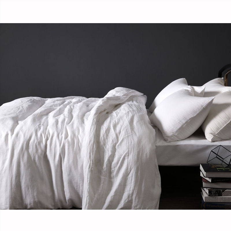 Vintage Design Homewares 100% Linen White Quilt Cover Set SINGLE/Product Detail/Manchester
