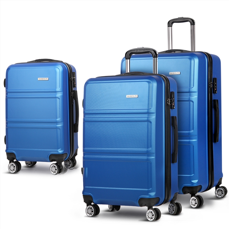 Wanderlite 3pc Luggage Trolley Set Suitcase Travel TSA Hard Case Blue/Product Detail/Bags