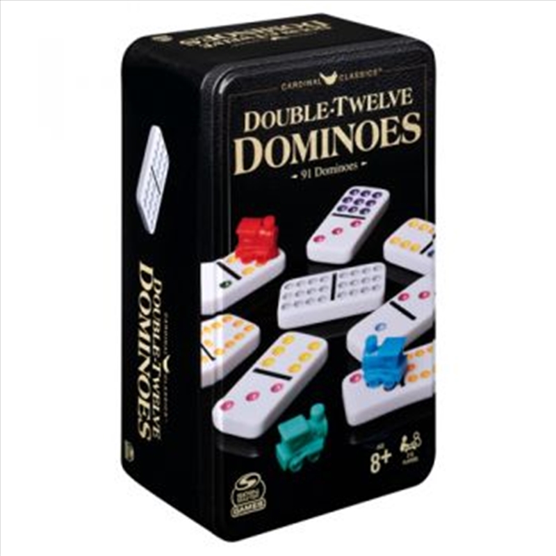 Classic Double 12 Coloured Dominoes with Mexican Train in Tin/Product Detail/Games