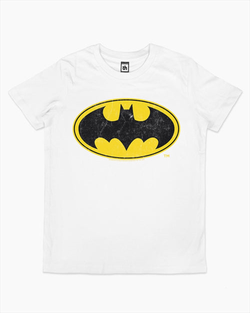 Batman Classic Logo Kids Tee -  White -  Size 10/Product Detail/Shirts