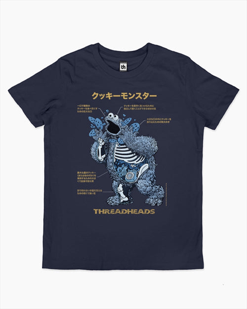 Cookie Monster Anatomy Kids Tee -  Navy -  Size 12/Product Detail/Shirts