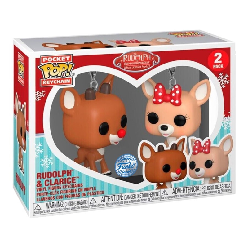 Rudolph - Rudolph & Clarice US Exclusive Pop! Keychain 2-Pack [RS]/Product Detail/Pop Vinyl Keychains