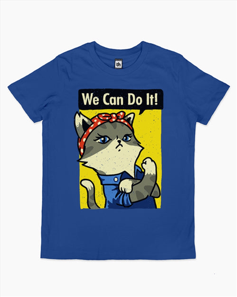 We Can Do It Cat Edition Kids Tee -  Blue -  Size 8/Product Detail/Shirts