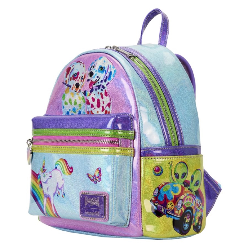 Loungefly Lisa Frank - Holographic Glitter Color Block Mini Backpack/Product Detail/Bags