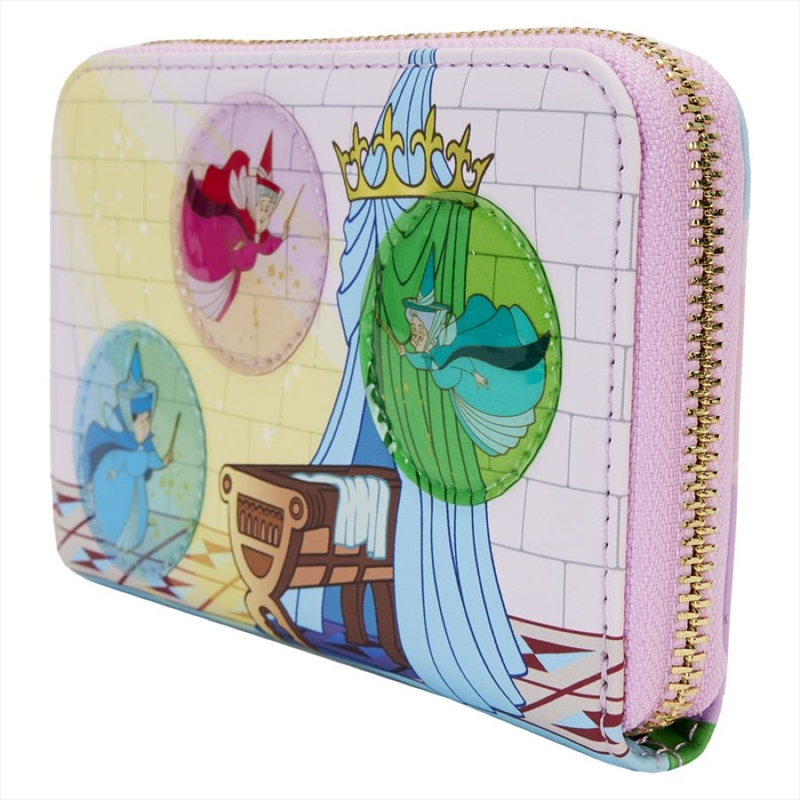 Loungefly Sleeping Beauty - Castle Three Good Fairies Stained Glass Zip Around Wallet/Product Detail/Wallets