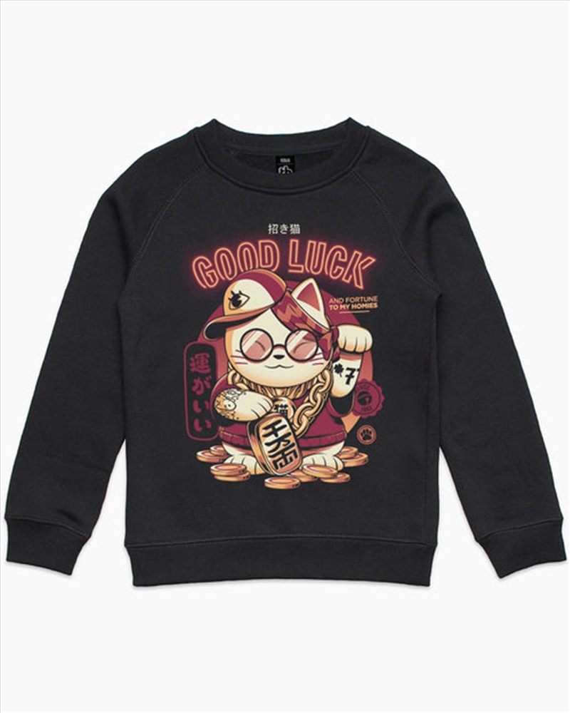 Lucky Cat Kids Jumper - Black - Size 10/Product Detail/Outerwear