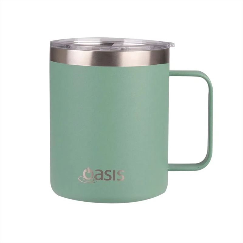 Oasis Stainless Steel Double Wall Insulated "Explorer" Mug 400ml - Sage Green/Product Detail/Drinkware