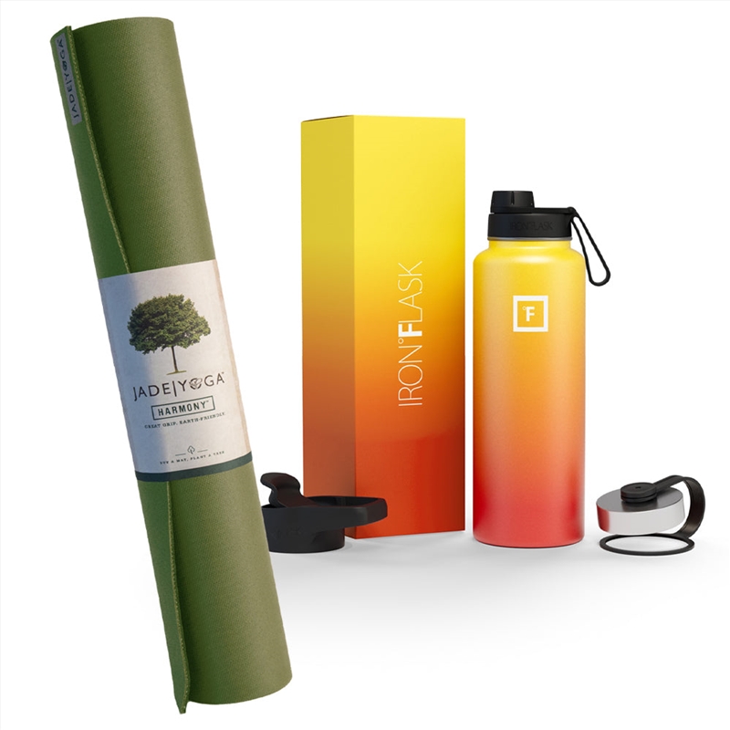 Jade Yoga Harmony Mat - Olive & Iron Flask Wide Mouth Bottle with Spout Lid, Fire, 40oz/1200ml/Product Detail/Gym Accessories