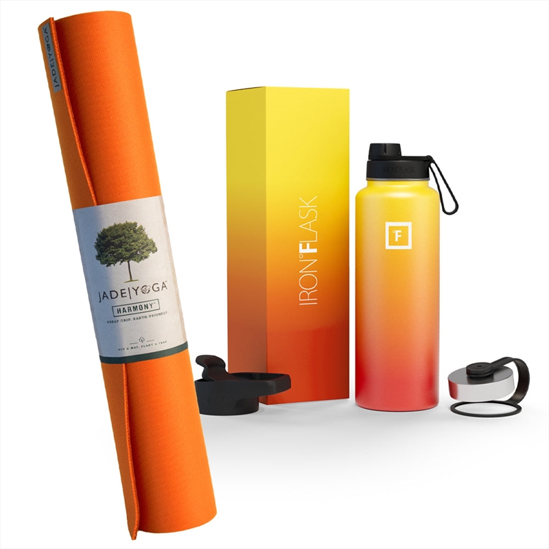 Jade Yoga Harmony Mat - Orange & Iron Flask Wide Mouth Bottle with Spout Lid, Fire, 40oz/1200ml/Product Detail/Gym Accessories