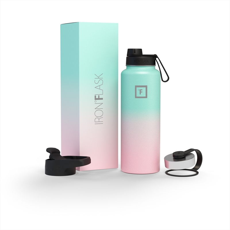 Iron Flask Wide Mouth Bottle with Spout Lid, Bubble Gum - 40oz/1200ml/Product Detail/Flasks & Shot Glasses